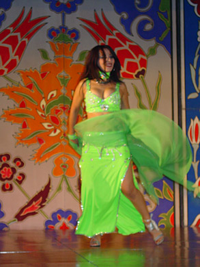 a magnificent belly dancer on stage