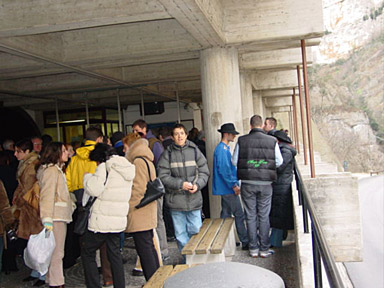 the entrance to the caves