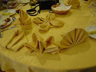 A glimpse of the competitors’ napkin-folding skills