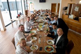 The judges and the staff sat down for a most convivial lunch