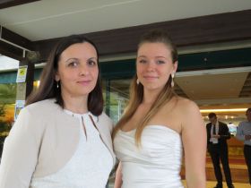 Patricia Szebenyi aged 20 and Ana Maria Komaromi (a teacher) from the Szeged school (Hungary)