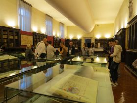 In one of the library reading rooms where works of inestimable value are on show