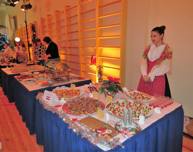 View of two of the European cuisine stands