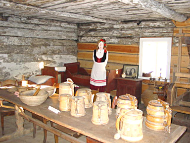 Costumes and various tools exhibited in one of the building