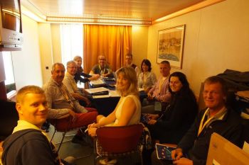In cabin 8262 on deck 8 of the Costa Mediterranea, all members of the Presidium met up to finalise the last details of the following day’s General Assembly.