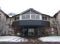 the entrance to the school