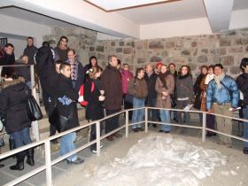 In front of the remains of Poznan’s first cathedral 