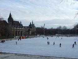 Close by, a skating rink is already in use