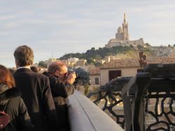 View from the foot-bridge with Notre dame de la Garde church in the background
