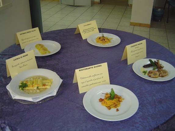 Dishes prepared at the competition for restaurant chefs