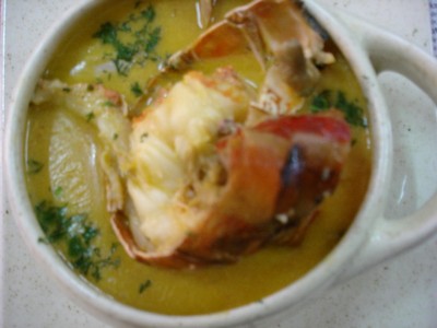 Amazing cazuela de mariscos served at DianaMar